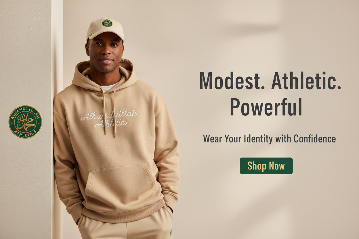 Modest. Athletic. Powerful. – Alhamdulillah Athletics Banner